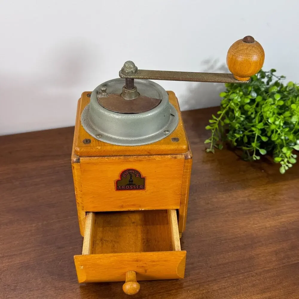 Vintage Armin Trosser Brimaz 200 Coffee Grinder West Germany Wood Hand Crank